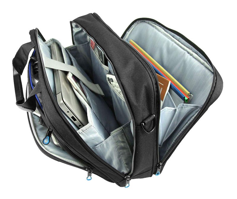 KROSER Laptop Bag 15.6 Inch Briefcase Messenger Bag Water Repellent Computer Case Shoulder Bag Durable Tablet Sleeve with RFID Pockets for Business/College/Women/Men - Black/Blue - Image 4