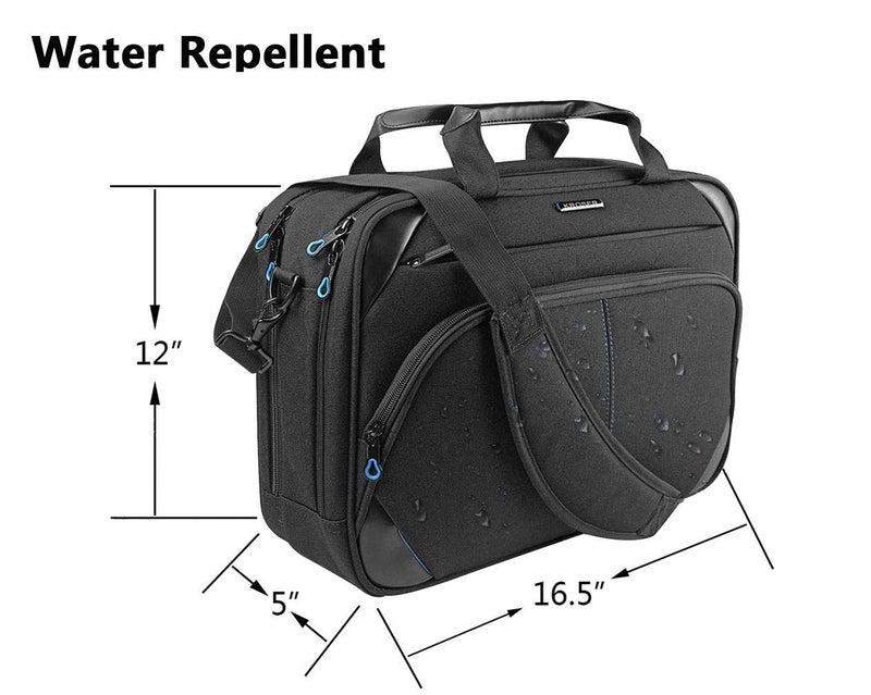 KROSER Laptop Bag 15.6 Inch Briefcase Messenger Bag Water Repellent Computer Case Shoulder Bag Durable Tablet Sleeve with RFID Pockets for Business/College/Women/Men - Black/Blue - Image 5