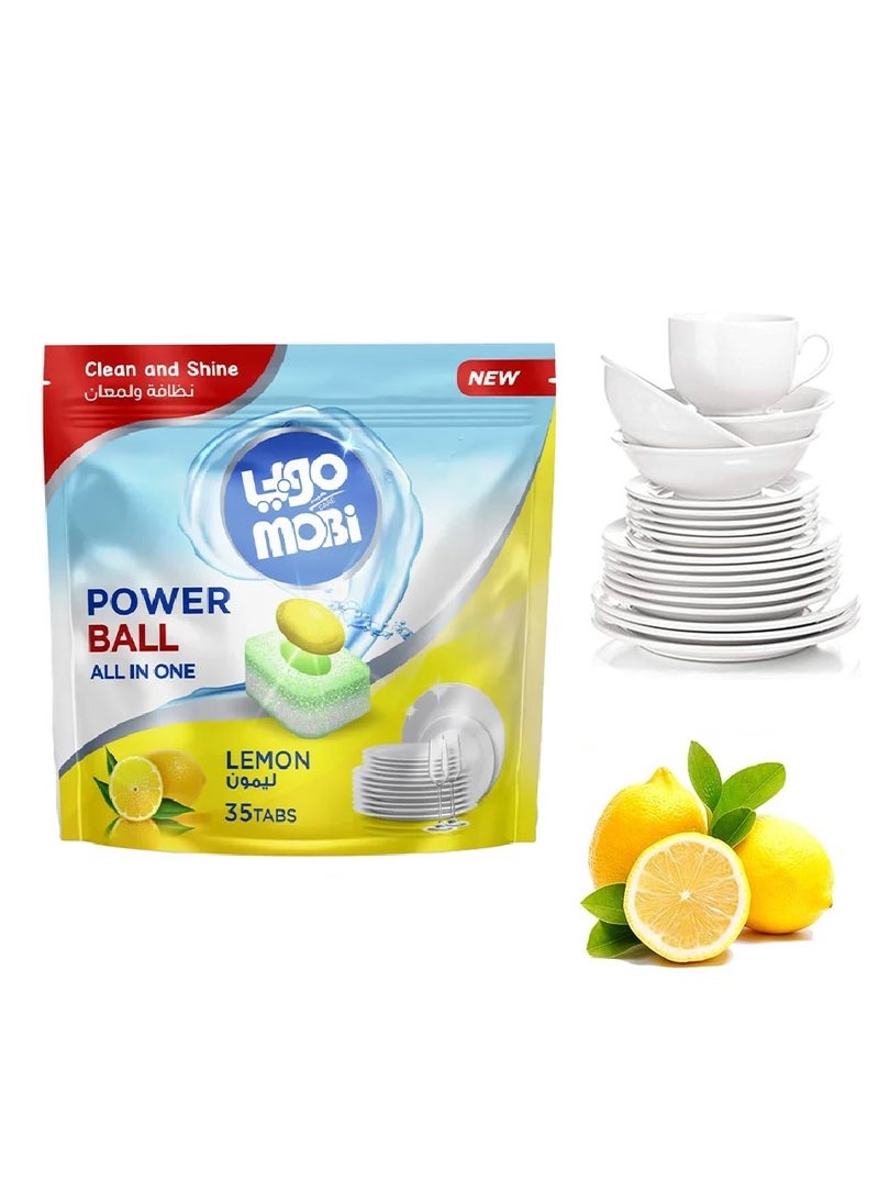 MOBi Mobi Automatic Dishwasher Soap Tablets With Unique Formula And Fresh Lemon Scent 35 Tablets  - Image 1