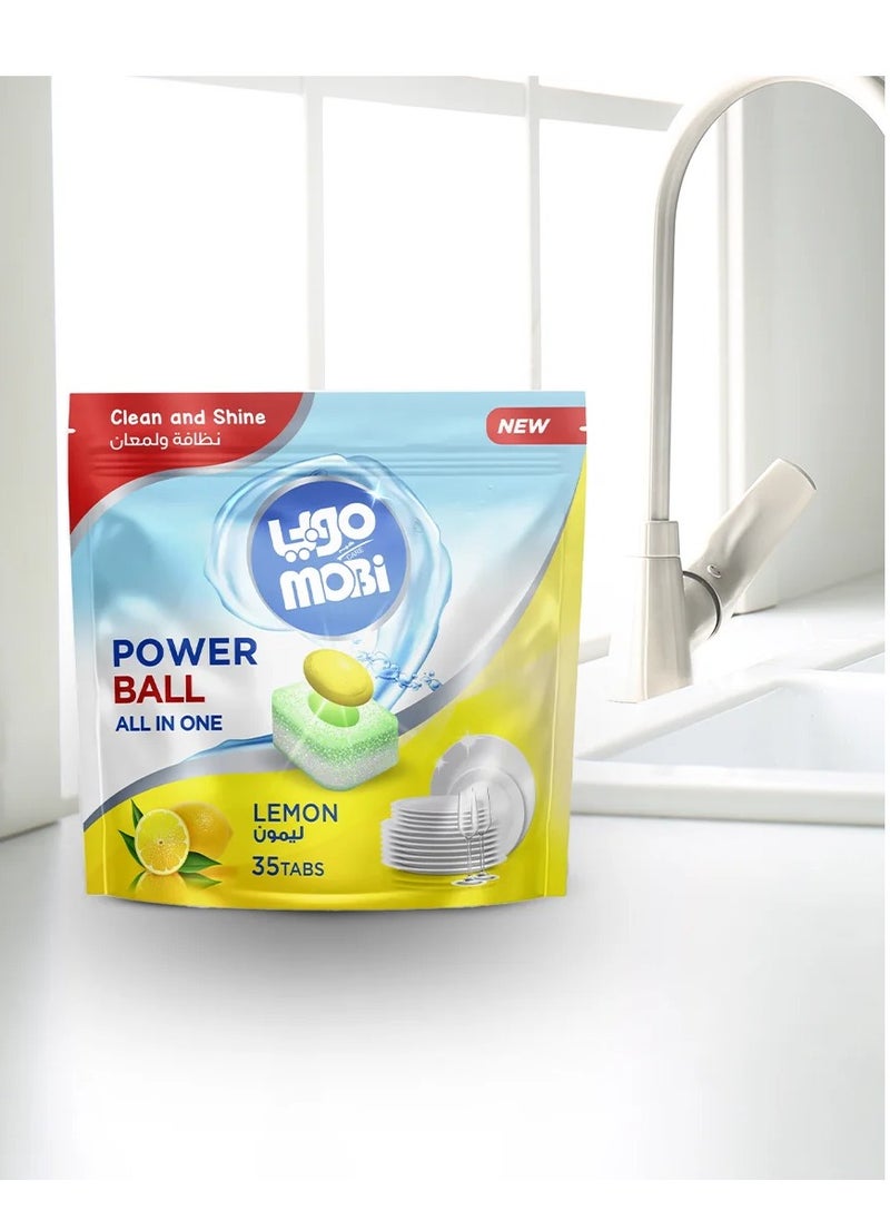MOBi Mobi Automatic Dishwasher Soap Tablets With Unique Formula And Fresh Lemon Scent 35 Tablets  - Image 2