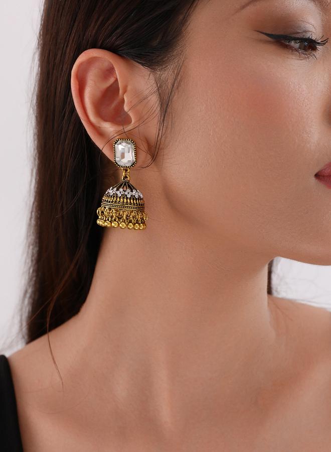 Take Two Embellished Bell Shape Jhumka Earrings - Image 3