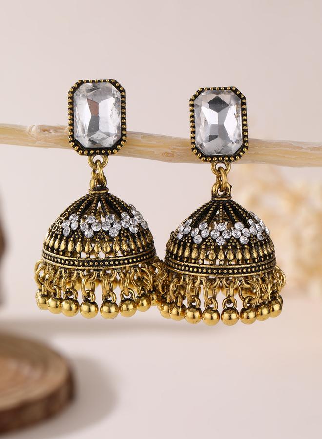Take Two Embellished Bell Shape Jhumka Earrings - Image 4