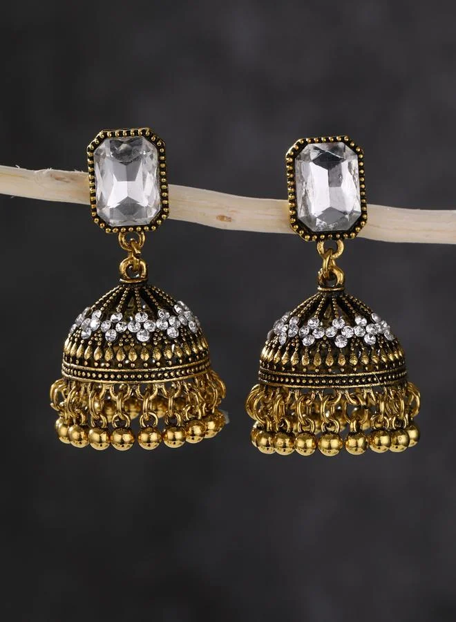 Take Two Take Two Embellished Bell Shape Jhumka Earrings