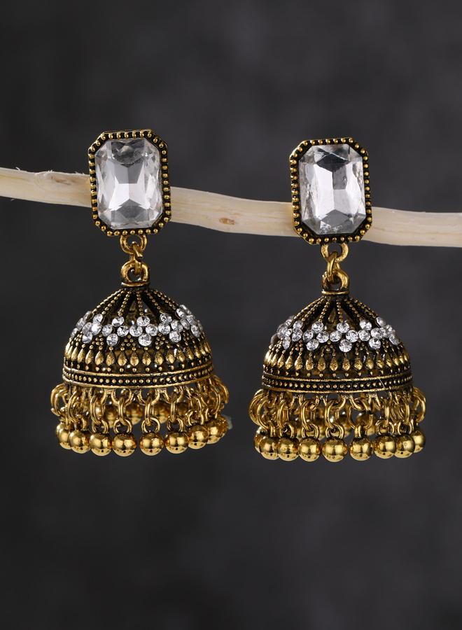 Take Two Embellished Bell Shape Jhumka Earrings - Image 1