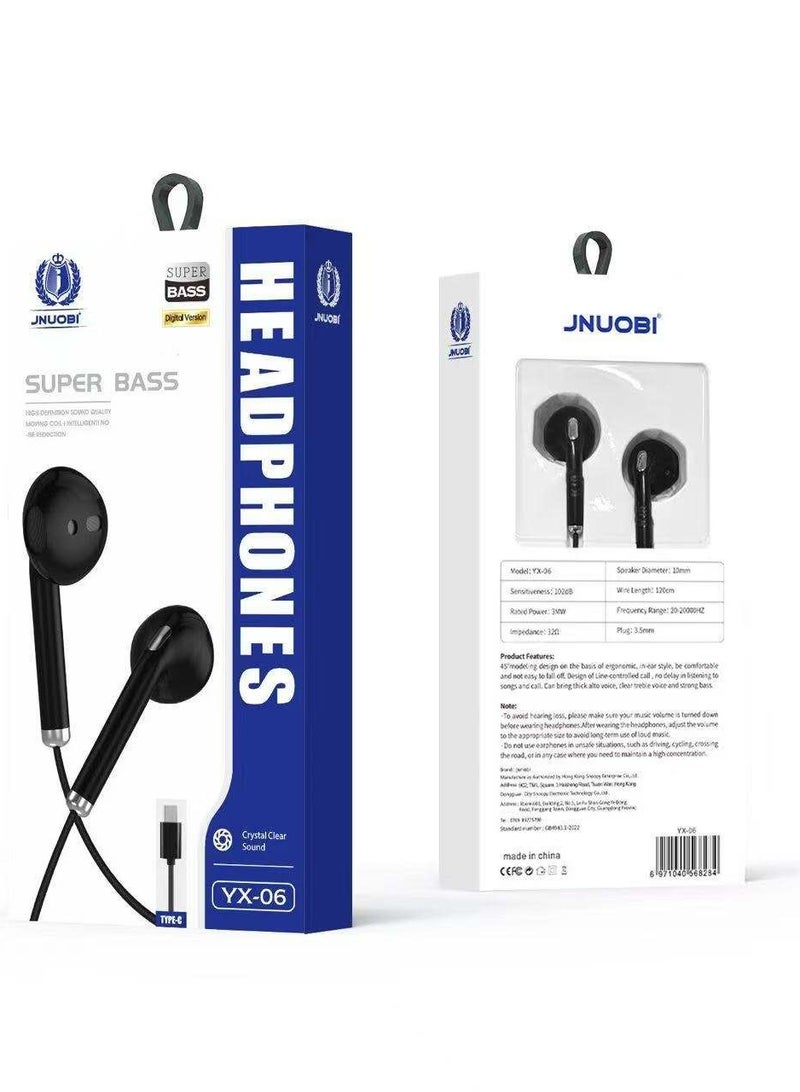 Jnuobi Wired Stereo Headphones YX06 - (Black)