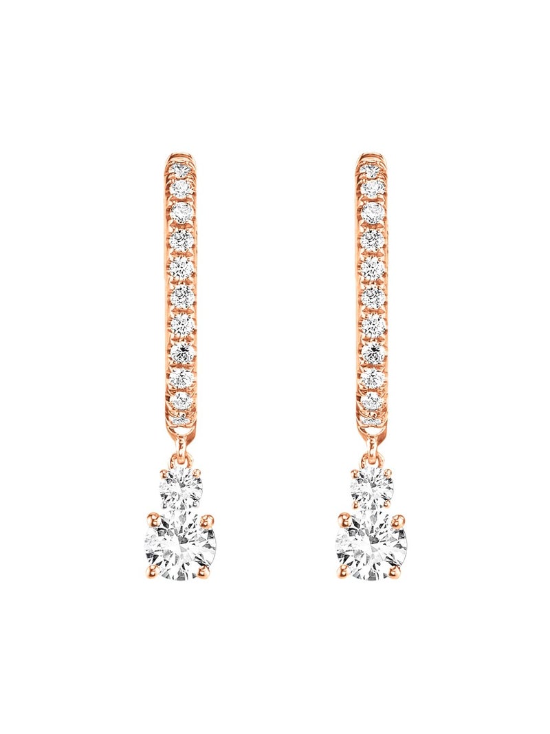 MINUTIAE Stylish Hoop Earring With Solitaire Crystal Diamond Fashion Jewellery For Women and Girls (Rose Gold) - Image 1
