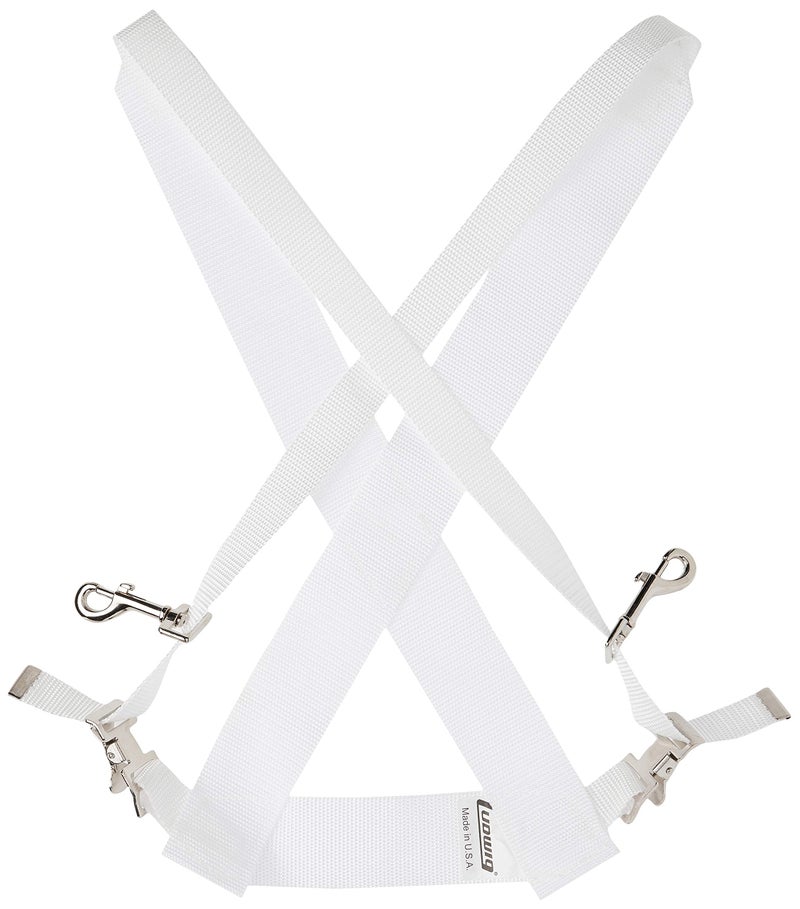 Ludwig LF350W White Parade Marching Bass Drum Sling | Marching Band Straps | for Band Practice, Concerts and Musical Events - Image 1