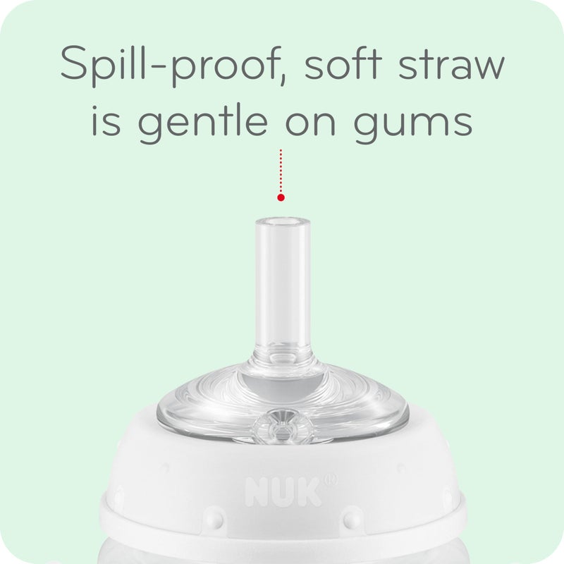 NUK Learner Straw Cup, 10oz, 2-Pack - Toddler Sippy Cup with Soft Straw for Easy Drinking, Suitable for Ages 8 Months and Up, Timeless Collection - Image 3
