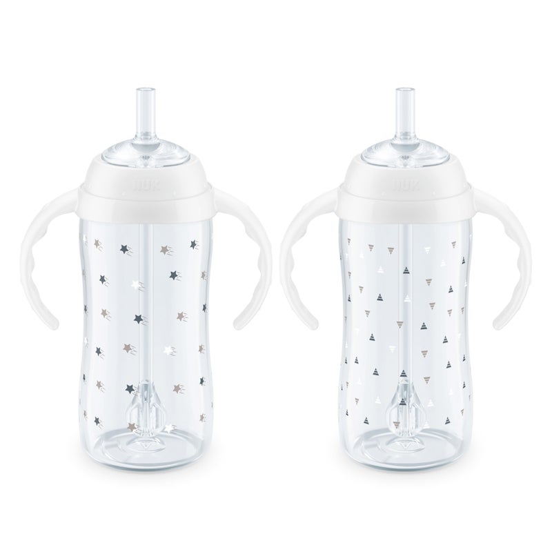 NUK Learner Straw Cup, 10oz, 2-Pack - Toddler Sippy Cup with Soft Straw for Easy Drinking, Suitable for Ages 8 Months and Up, Timeless Collection - Image 1