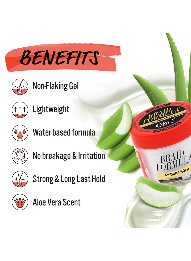 EBIN NEW YORK EBIN NEW YORK Braid Formula Conditioning Gel, Medium Hold, 11oz | Great for Braiding, Twisting, Edges, No Residue, No Flaking, Strong Hold, High Shine, Smoothing with Clean & Aloe Vera Scent  - Image 4