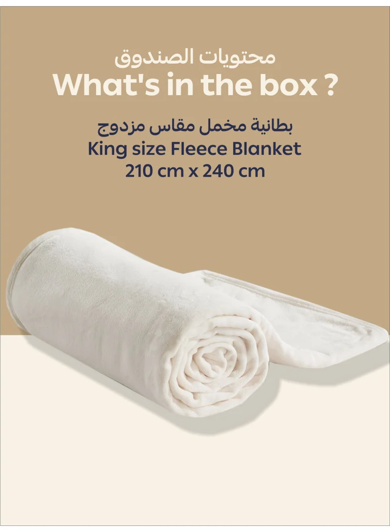 Donetella Linen Fleece Blanket King Size(200 X 240 CM) Super Soft Throw Blanket With 300 GSM Best Lightweight Warm Plush Throws For Bed, Sofa,Couch And Camping,Satin Linen  | Best Price UAE