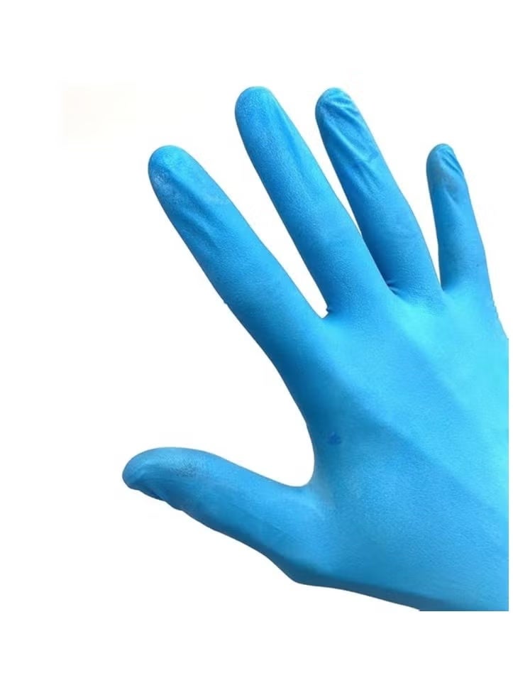 Multi-use blue rubber gloves or gloves without powder, a package containing 100 pieces, to keep hands clean for home, cleaning, work, and clinics for doctors and nurses - Image 2