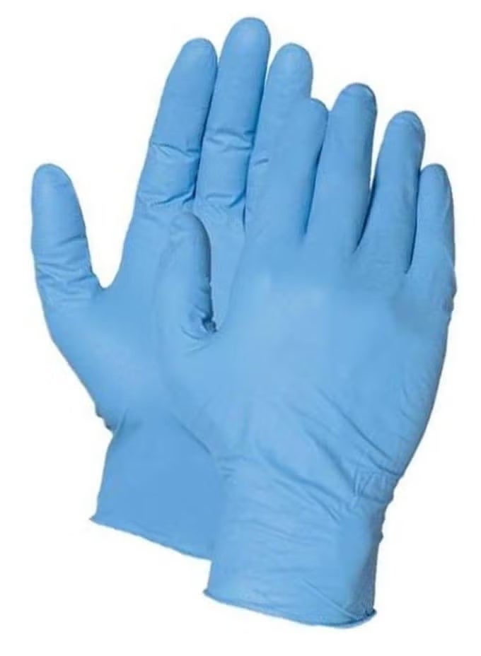 Multi-use blue rubber gloves or gloves without powder, a package containing 100 pieces, to keep hands clean for home, cleaning, work, and clinics for doctors and nurses - Image 4