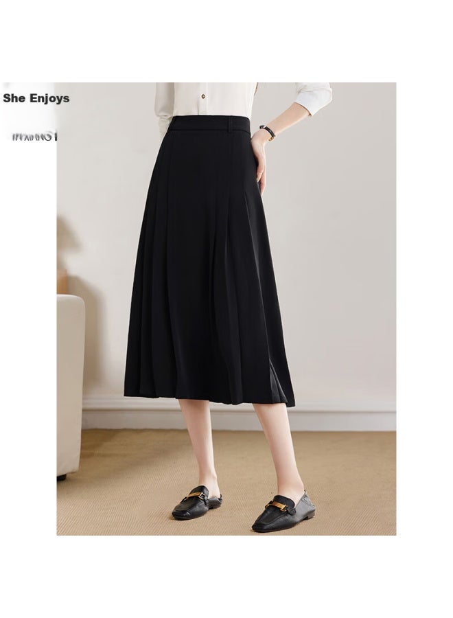 She enjoys Sheen Women's Office Wear A-line Pleated Skirt Commuter Solid Color Ol Thin Mid-length Skirt T143b2003 - Image 4