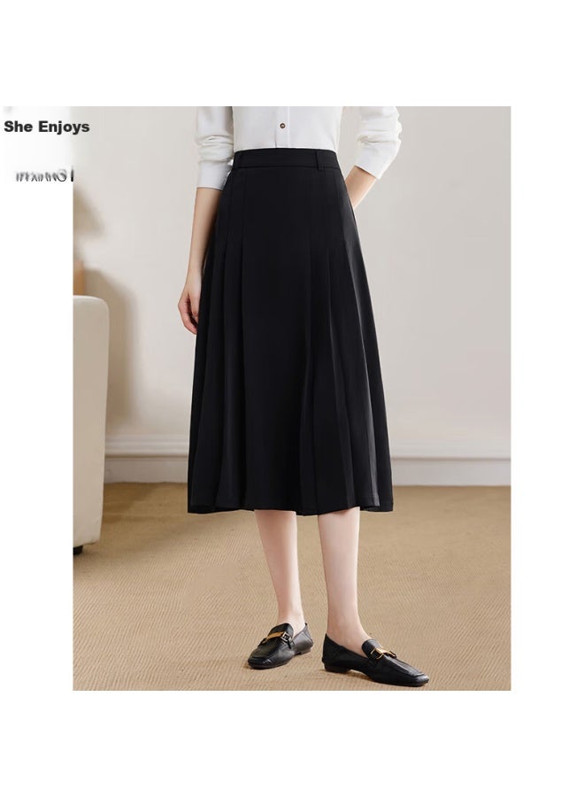 She enjoys Sheen Women's Office Wear A-line Pleated Skirt Commuter Solid Color Ol Thin Mid-length Skirt T143b2003 - Image 3