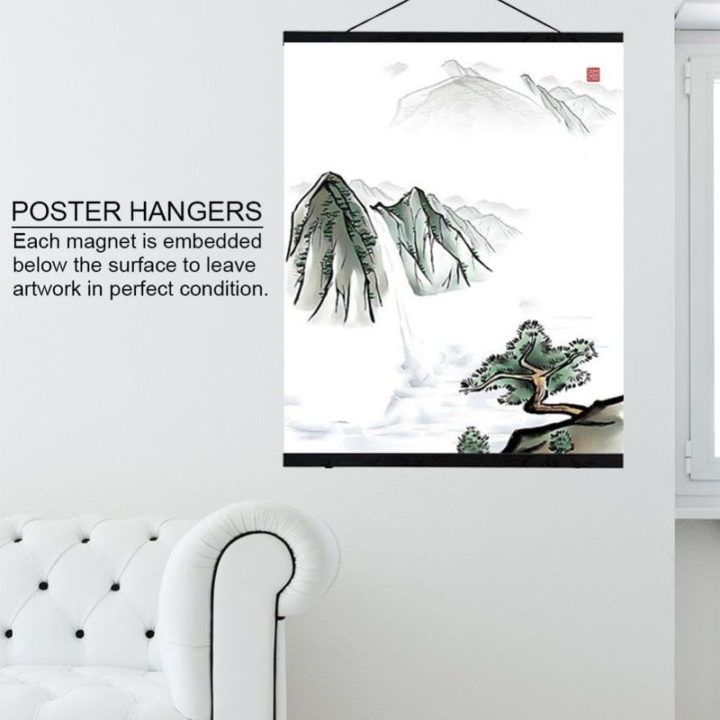 klarako Poster Frame, Photo Frame, Magnetic Poster Hanger Frame, Magnetic Poster Hanger, 50cm Light Wood Wooden Magnet Canvas Artwork Print Dowel Poster Photo Picture Hangers Frames Wall Hanging - Image 4