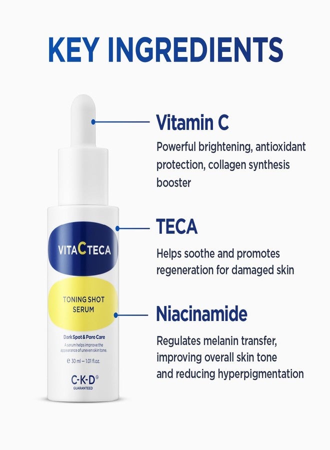CKD Guaranteed CKD Vita C Teca Toning Shot Serum - Face Serum for Even Skin Tone, Reduces Discoloration, Dark Spots, and Pore Appearance, Vitamin C + Teca, Korean Skincare for Glowing Skin, 1.01 fl oz - Image 5
