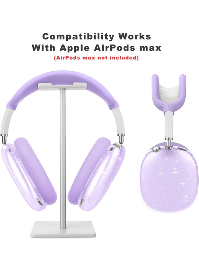 SJet - Silicone Case Cover for AirPods Max Headphones, Clear Soft TPU Ear Cups Cover/Ear Pad Case Cover/Headband Cover for AirPods Max (2024/2020) - Purple Glitter - Image 1