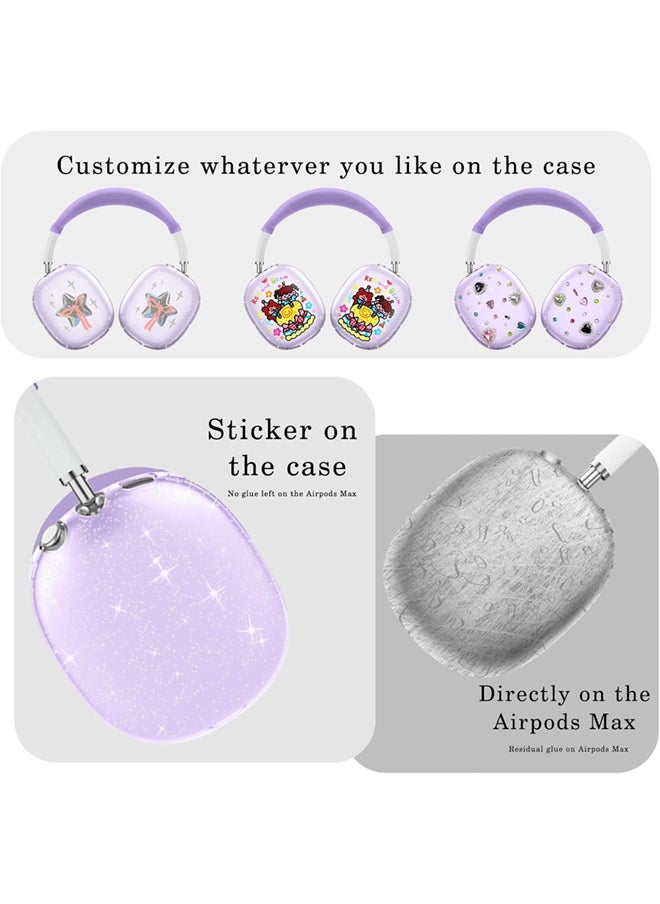 SJet - Silicone Case Cover for AirPods Max Headphones, Clear Soft TPU Ear Cups Cover/Ear Pad Case Cover/Headband Cover for AirPods Max (2024/2020) - Purple Glitter - Image 1