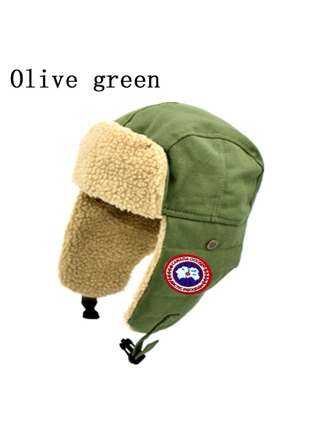 Canada Goose Olive Green Trapper Hat with Faux Fur Lining