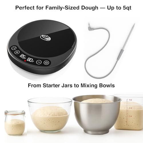 Risecret Pro 2026 Larger Sourdough Starter and Dough Warmer– Upgraded with Real-Time Dough Probe, Dual-Temp Display, 70-110°F Precision Control, 24H Timer Game Changer for Home Bakers Black - Image 2