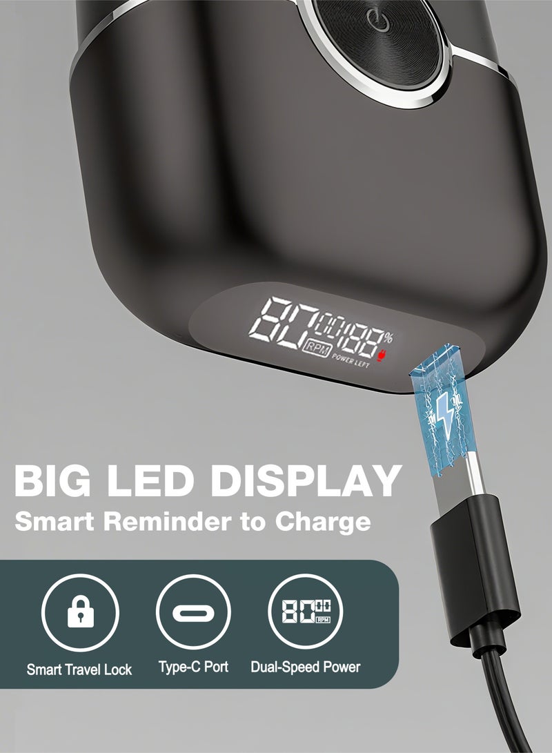 نونك ماكينة حلاقة كهربائية محمولة للرجال، قابلة لإعادة الشحن من النوع C، صغيرة الحجم وسهلة الحمل، محرك قوي بسرعة 8000 دورة في الدقيقة | مدة تشغيل تصل إلى 150 دقيقة مع شحن سريع لمدة 90 دقيقة - Image 3