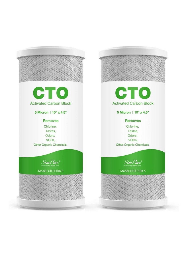 SimPure 5 Micron 10 x 4.5 Inch Whole House Carbon Water Filter | CTO Activated Coconut Carbon Replacement Cartridge | Fits DB10P, DB10C-2, GE GXWH40L, GXWH35F, BB10, FXHTC, FC15B (2Pack) - Image 1