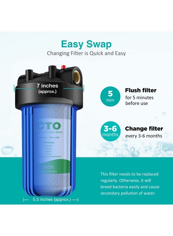 SimPure 5 Micron 10 x 4.5 Inch Whole House Carbon Water Filter | CTO Activated Coconut Carbon Replacement Cartridge | Fits DB10P, DB10C-2, GE GXWH40L, GXWH35F, BB10, FXHTC, FC15B (2Pack) - Image 4