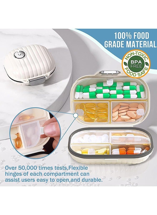 joyzzz Travel Pill Organizer, Portable Pill Box, 7 Day Small Pill Case Moisture Proof Daily Medicine Vitamin Container for Vitamins, Supplements Medication Tracker Travel Essentials (Small+ Large, 2 Packs) - Image 2