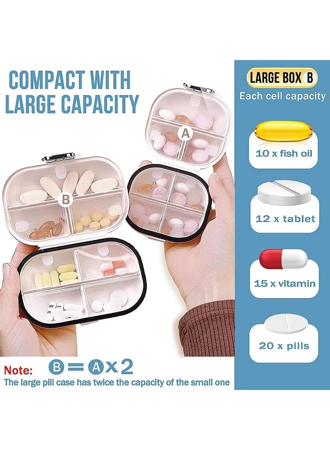 joyzzz Travel Pill Organizer, Portable Pill Box, 7 Day Small Pill Case Moisture Proof Daily Medicine Vitamin Container for Vitamins, Supplements Medication Tracker Travel Essentials (Small+ Large, 2 Packs) - Image 3