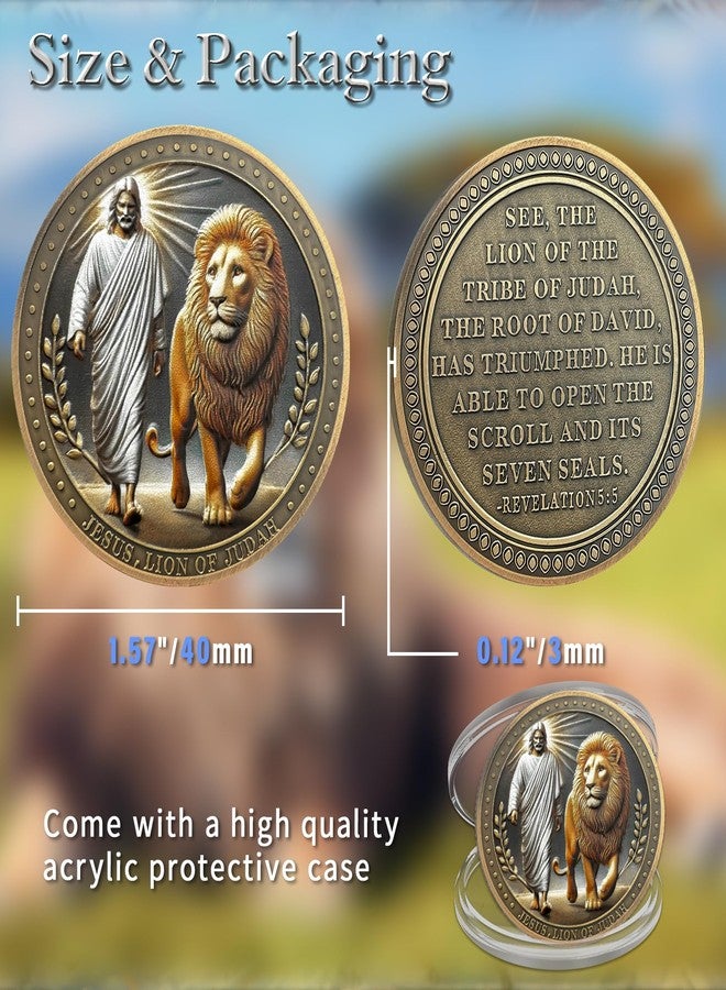 ASmileIndeep Christian Challenge Coin - Jesus The Lion of Judah Coin - Revelation 5:5 Religious Faith Token- Inspirational Strength Victory and Peace Coin - Good Luck Religious Commemorative Gifts - Image 5