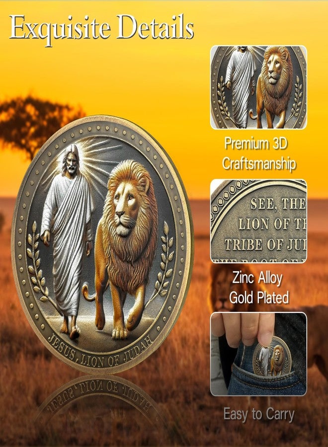 ASmileIndeep Christian Challenge Coin - Jesus The Lion of Judah Coin - Revelation 5:5 Religious Faith Token- Inspirational Strength Victory and Peace Coin - Good Luck Religious Commemorative Gifts - Image 3