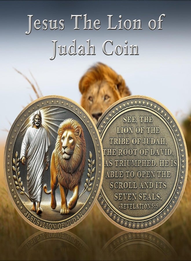 ASmileIndeep Christian Challenge Coin - Jesus The Lion of Judah Coin - Revelation 5:5 Religious Faith Token- Inspirational Strength Victory and Peace Coin - Good Luck Religious Commemorative Gifts - Image 2
