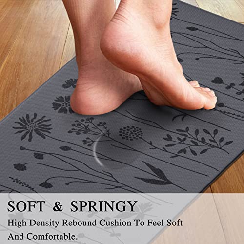 Rempry 2 Pcs Floor Mat, Waterproof Non Slip Anti-Fatigue PVC Cushioned Rug Sets for Kitchen, Office, Sink 17"x47"+17"x29" (Dark Grey) - Image 3