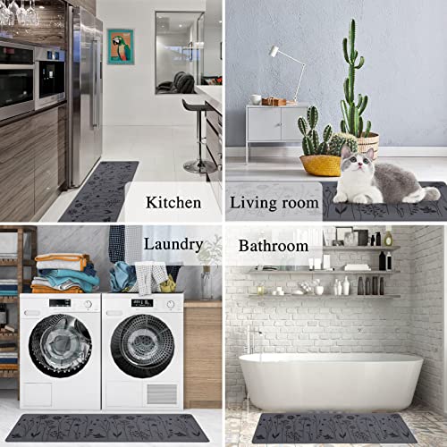 Rempry 2 Pcs Floor Mat, Waterproof Non Slip Anti-Fatigue PVC Cushioned Rug Sets for Kitchen, Office, Sink 17"x47"+17"x29" (Dark Grey) - Image 5