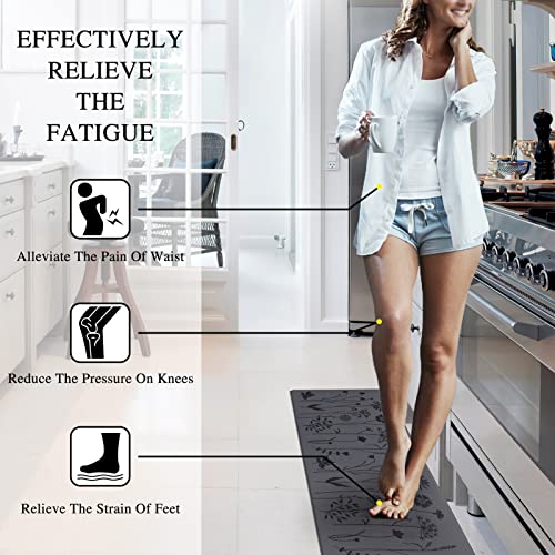 Rempry 2 Pcs Floor Mat, Waterproof Non Slip Anti-Fatigue PVC Cushioned Rug Sets for Kitchen, Office, Sink 17"x47"+17"x29" (Dark Grey) - Image 4