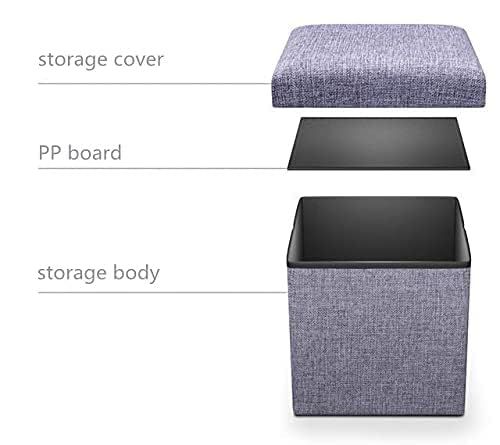 ACUDY Foldable Storage Stool 30x30 cm Multipurpose Ottoman with Storage PU Leather Footrest Stool Collapsible Storage Box for Living Room Bedroom Office Home - Image 5