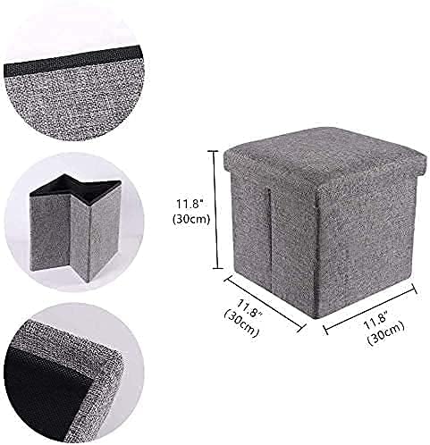 ACUDY Foldable Storage Stool 30x30 cm Multipurpose Ottoman with Storage PU Leather Footrest Stool Collapsible Storage Box for Living Room Bedroom Office Home - Image 3