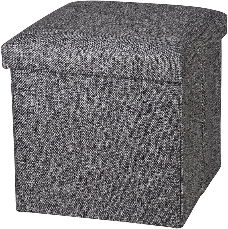 ACUDY Foldable Storage Stool 30x30 cm Multipurpose Ottoman with Storage PU Leather Footrest Stool Collapsible Storage Box for Living Room Bedroom Office Home - Image 1