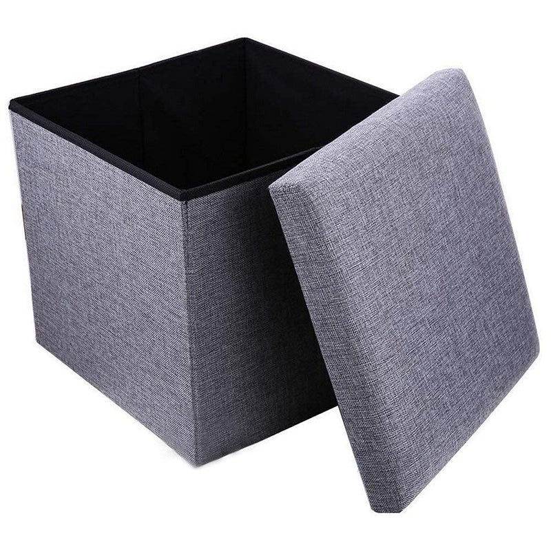 ACUDY Foldable Storage Stool 30x30 cm Multipurpose Ottoman with Storage PU Leather Footrest Stool Collapsible Storage Box for Living Room Bedroom Office Home - Image 4