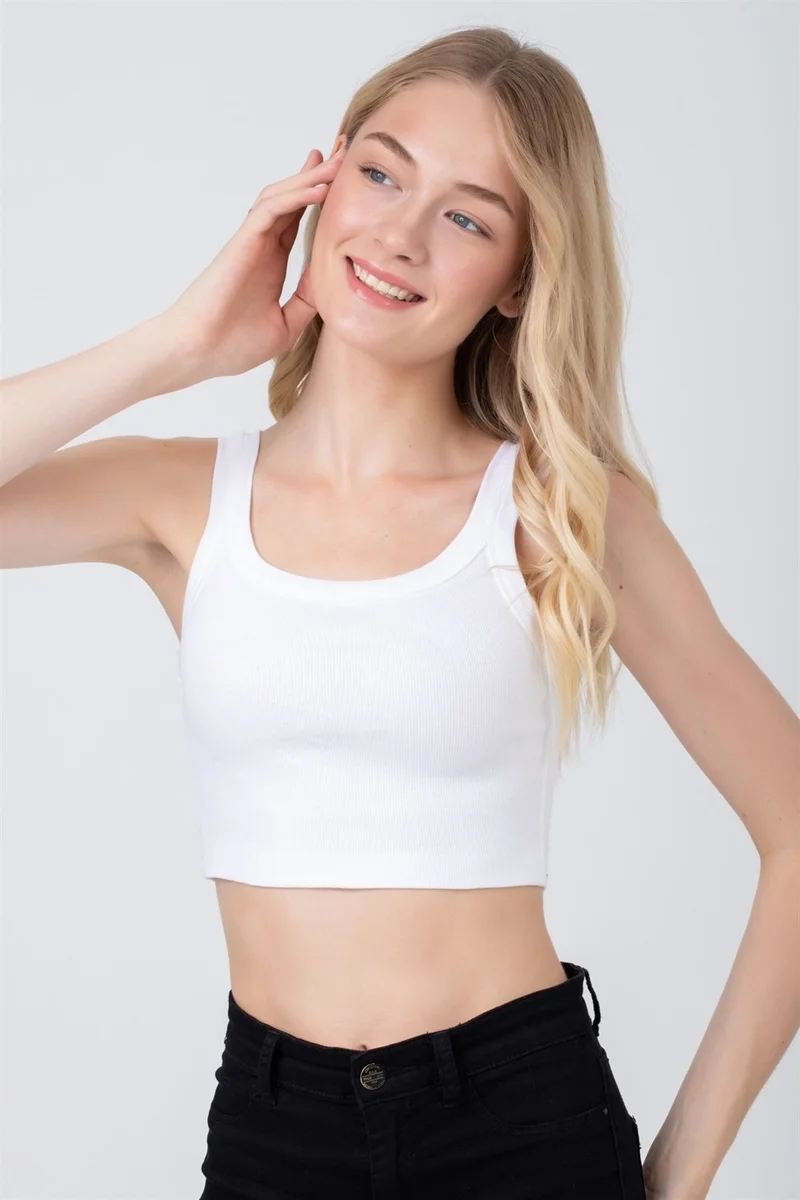 Baykar Women's Thin Strap Camisole Crop Bustier Undershirt 6110 White