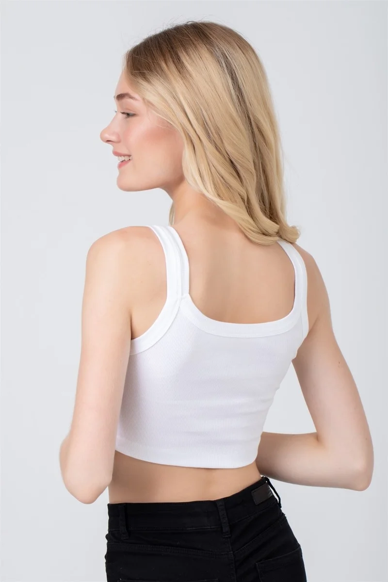 Baykar Women's Thin Strap Camisole Crop Bustier Undershirt 6110 White