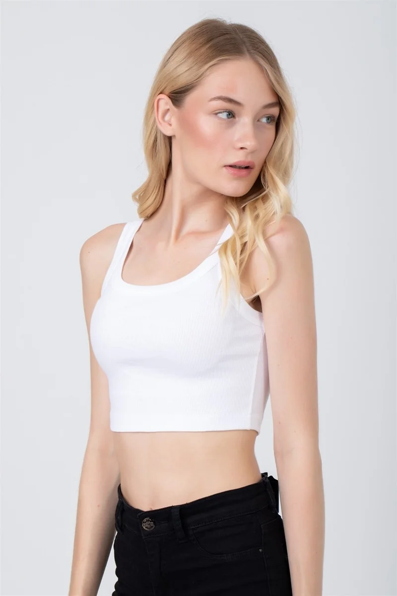 Baykar Women's Thin Strap Camisole Crop Bustier Undershirt 6110 White
