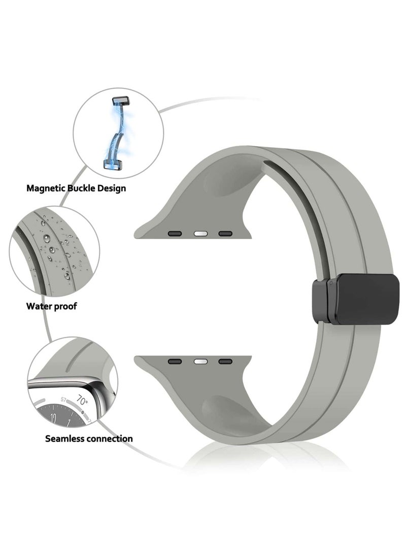 أنمي 2 حزمة استبدال السيليكون المغناطيسي Buckle Band لتفاحة ساعة Band 42m/44m/45m/49mm. - Image 2