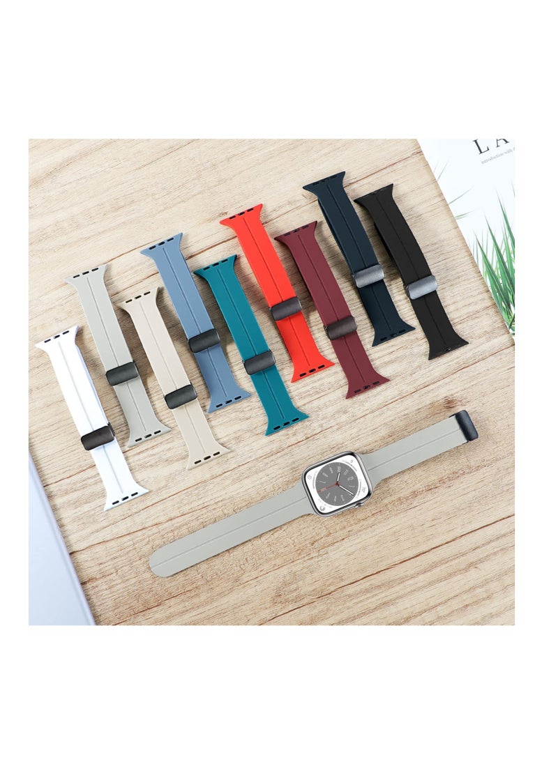 Anmi - 2 Pack Silicone replacement Magnetic Buckle Band for apple watch Band 42mm/44mm/45mm/49mm, Waterproof Silicone Sport Band for iWatch Series 8,Ultra,7,SE,6,5,4,3,2,1 - Image 1