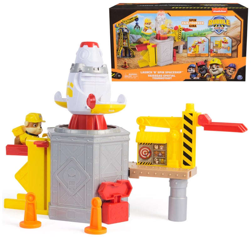 Rubble & Crew Rubble Crew Launch Spin Spaceship Playset with Rubble Toy Figure in Construction Uniform Kids Toys for Boys Girls Ages 3 and up - Image 3