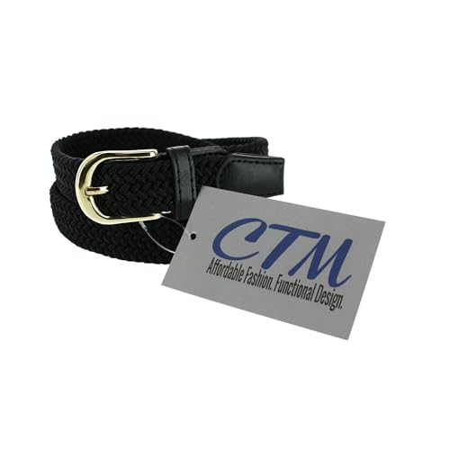 CTM Women's Elastic Braided Stretch Belt, Medium, Black - Image 5