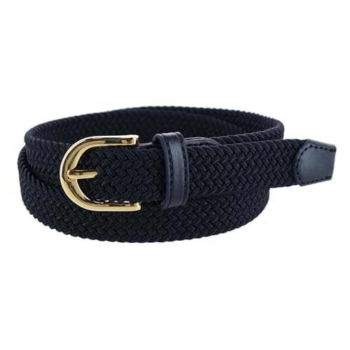 CTM Women's Elastic Braided Stretch Belt, Medium, Black - Image 1