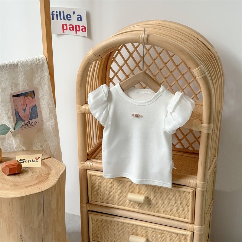 Korean Style Baby Clothes 2024 Summer New 1-3 Years Old Baby Boy Cotton Two-Piece Thin Class A Outfit h white [coat]]