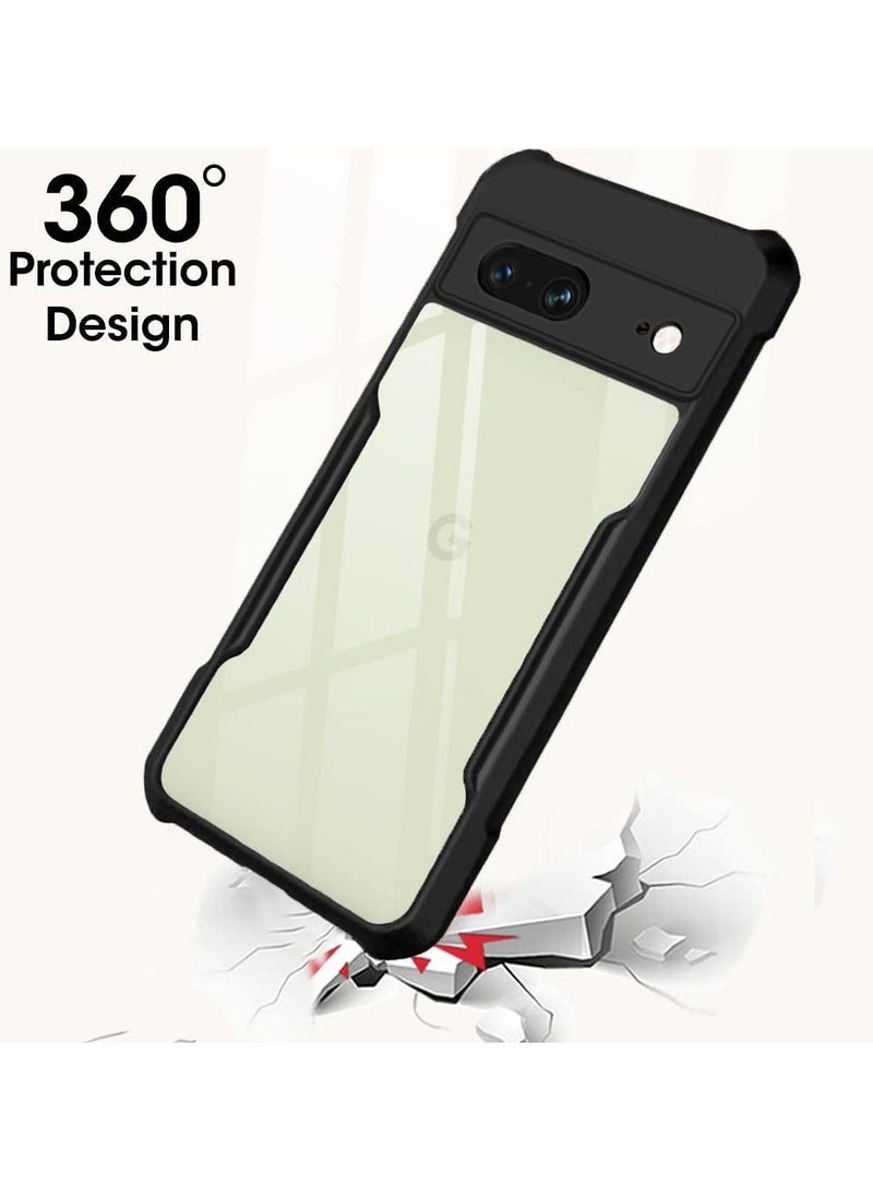Google Pixel 7 Black Mobile Phone Case Cover, Ultra-Thin Lightweight Cover Soft TPU Bumper + Acrylic Clear Back Case Cover